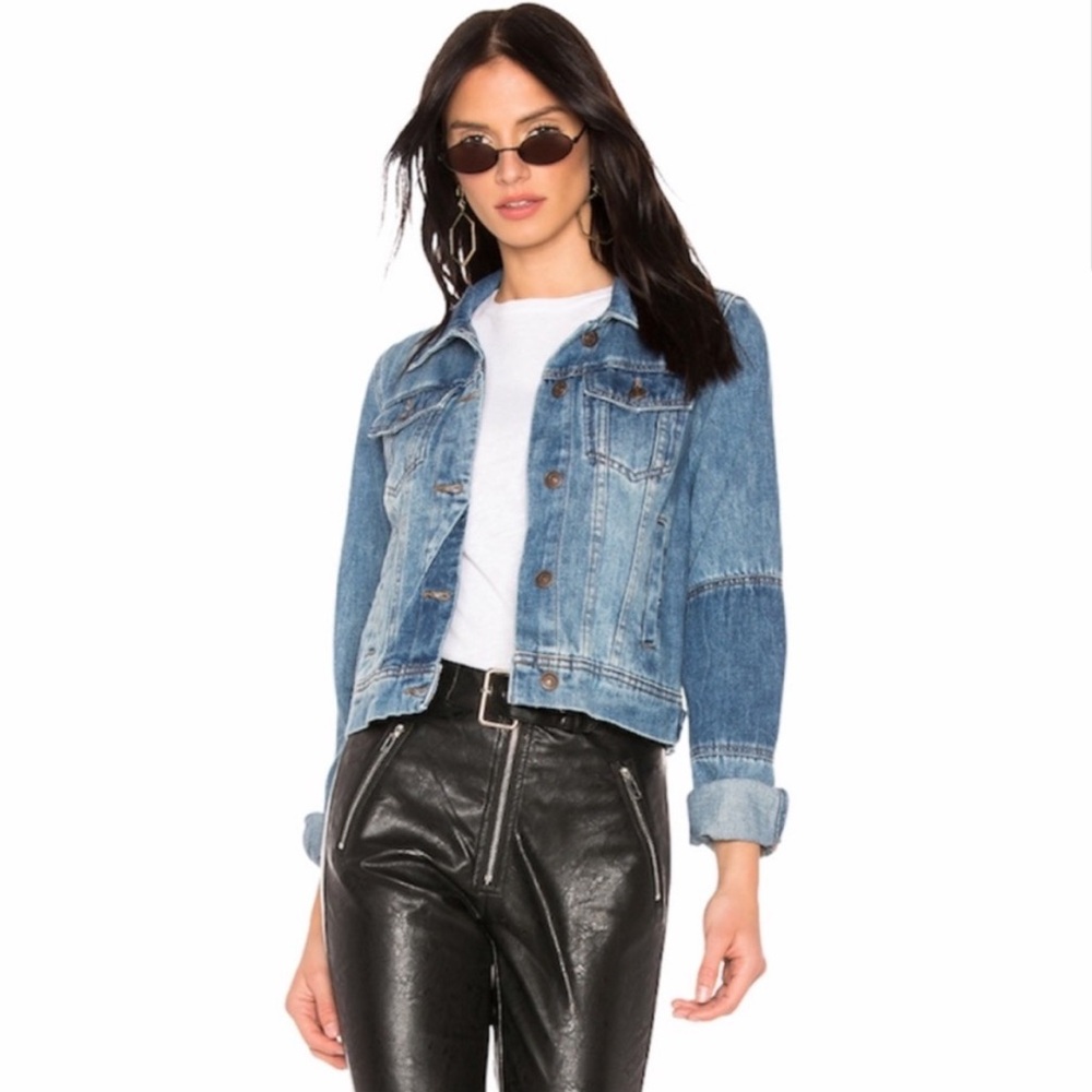 Free People Boho Rumors Denim Patchwork Trucker Jacket Size S - Picture 3 of 11